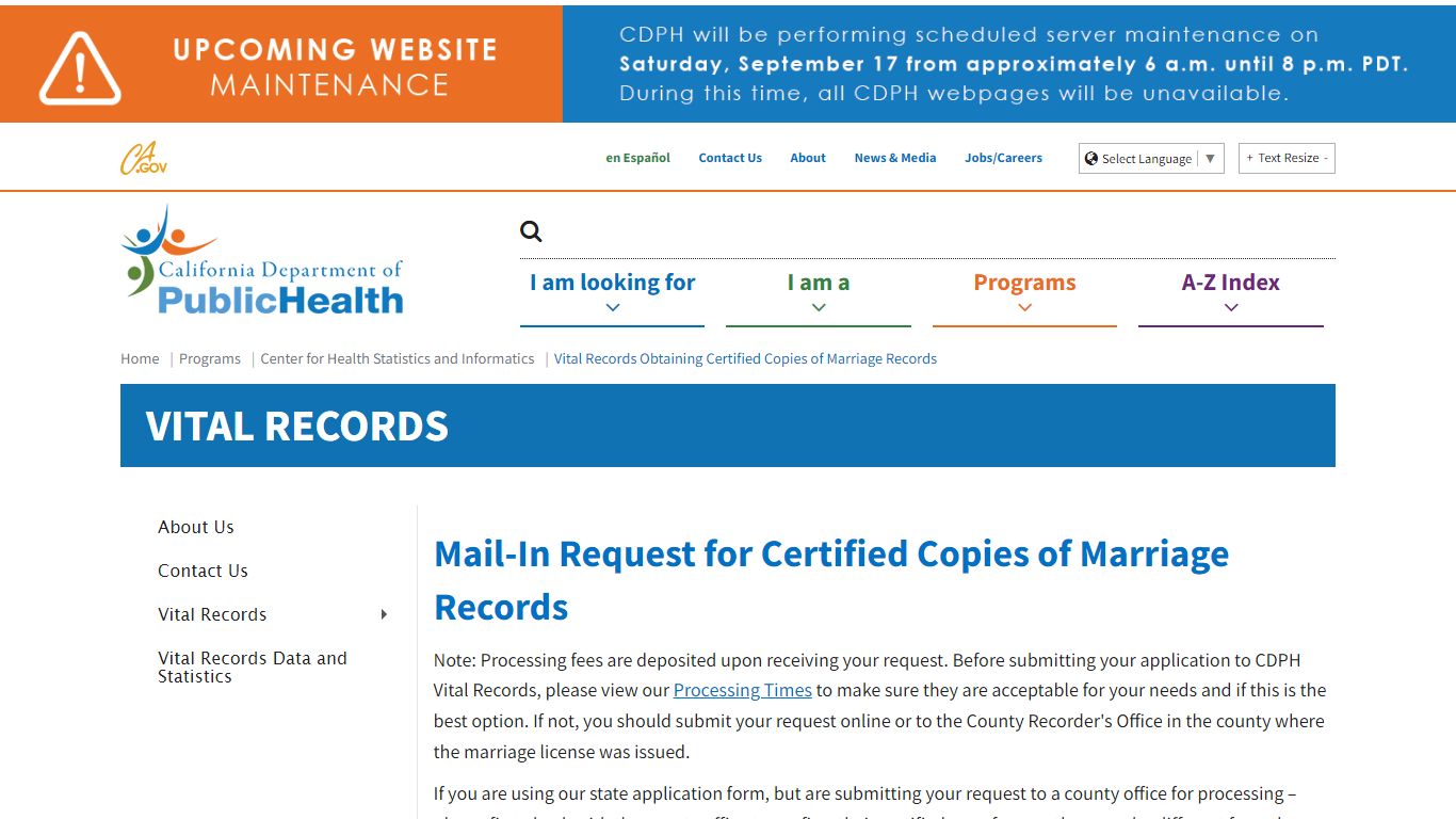 Vital Records Obtaining Certified Copies of Marriage Records - California